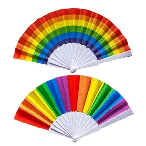 Stampabile orgoglio arcobaleno Bamboo pieghevole ventaglio a mano Rave Fan Drag Queen Fan per Rave festival nightclub