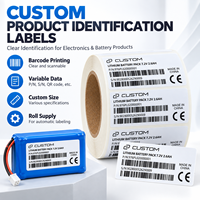 Étiquettes d'identification de produits personnalisées, autocollants en rouleau PET blancs avec code-barres, numéro de série, code QR pour les batteries électroniques