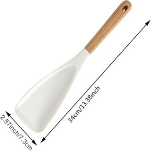 Cuillères multifonctions en silicone, cuillères de service en silicone de qualité alimentaire, spatule en silicone, ustensiles de cuisine en silicone avec manche en bois - Product Image 2