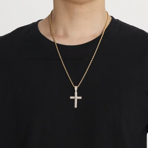 Flower <b>Cross</b> Pendant, Hip Hop Copper Inlaid Zircon Personalized <b>Cross</b> Necklace - Product Image 4