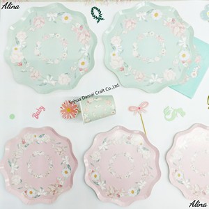 Vaisselle jetable pour fête à thème floral DAMAI, cyan rose, pour filles, anniversaire, serviettes en papier, gobelets, assiettes - Product Image 3