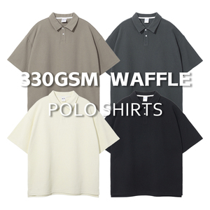 Polo de gofres para hombre de estilo callejero Logotipo bordado personalizado Ropa informal y de golf - Product Image 6