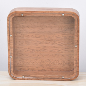 Wholesale Square Wooden Saving Money Box Photo Frame Shadow Box For Kids