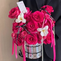 Ensemble de seau à fleurs JOYWOOD pour la Saint-Valentin, 2 boîtes cadeaux, carton, matériaux recyclés imperméables, arrangement floral mat