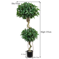 Künstliche Lorbeer-Topiary-Pflanze, fast natürlicher Lorbeerbaum, für drinnen und draußen, Simulations-Bonsai, grün im Topf