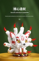 JK5130-38/BK021 Créatures Mythiques Chinoises Tendance : Renard à Neuf Queues et Dragon Mécanique en Blocs de Construction en Plastique ABS pour Enfants