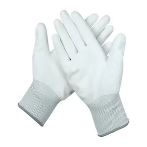 White PU Palm Nylon Wear Resistant Guante Industrial Safety Labor Work Insurance Gloves