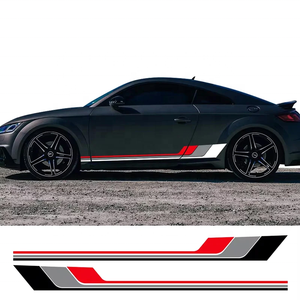 2 uds estilo deportivo coche cuerpo falda lateral raya larga ajuste impermeable vinilo coche calcomanía lateral pegatina - Product Image 2