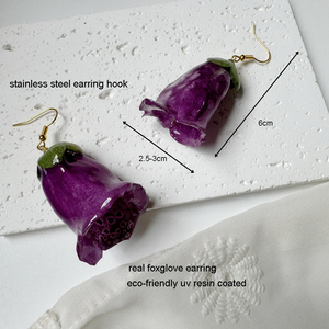 Orecchini Pendenti Artigianali in Resina con Fiori Selvatici Essiccati, Orecchini con Fiori di Veratola Veri, <span class=keywords><strong>Gioielli</strong></span> Stile Cottagecore Fae Fairy - Product Image 2