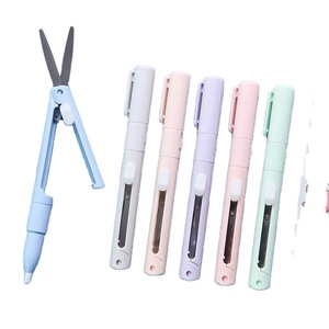 ミニペンスタイルのはさみ、カバー付きの折りたたみ式学生ポータブルはさみ、セラミックペンカッターステンレス鋼のはさみオフィス切削工具 - Product Image 1