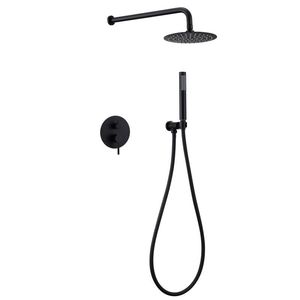 Ensemble De douche dissimulé en laiton, noir mat, 2 fonctions, haut rond, offre spéciale, - Product Image 6