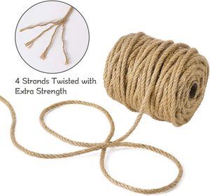 <span class=keywords><strong>Corde</strong></span> <span class=keywords><strong>en</strong></span> jute et sisal de 5 <span class=keywords><strong>mm</strong></span>, 200 pieds, torsadée, robuste, épaisse, pour jardinage, artisanat, emballage, griffoir, décoration intérieure - Product Image 2