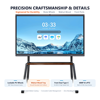 Tableau interactif intelligent grand format 86 75 65 pouces, écran plat 4K, caméra IA 48MP, 8 Go 128 Go, double OS Android Windows pour salle de réunion