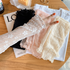 Sarawang manches de bras de golf pour femmes avec dentelle manches de bras de conduite longues manches de bras ornées de fleurs - Product Image 1