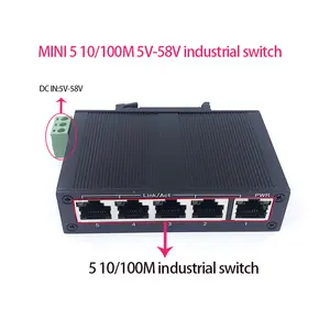 ללא ניהול MINI 5 יציאות 10/100M 5V-58V 5 יציאות 100M יציאות מתג אתרנט תעשייתי הגנת ברק 4KV, אנטי סטטי 4KV