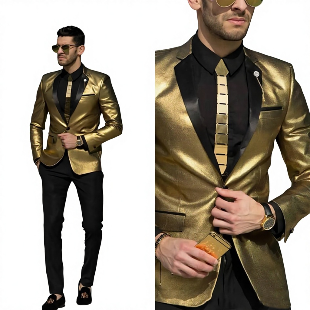 New Design Gold Jacket Tuxedo Suit for Men - Custom Tailored Groom Wear,  Perfect for Weddings and Business Events