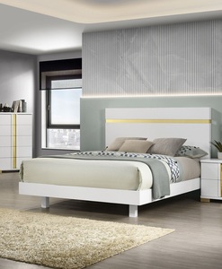White 1pc Queen Size Adjustable Soft <b>Bed</b> Underbed LED Modern Bedroom Furniture Acrylic Trim Mattress Ready Storage Bedframe - Product Image 1