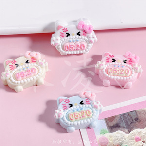 Dibujos animados creativos <span class=keywords><strong>520</strong></span> gato DIY resina accesorios crema pegamento joyería horquilla cuerda teléfono funda para Navidad - Product Image 4