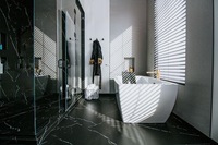 Dalle de marbre noir Marquina mat en pierre naturelle chinoise à surface polie