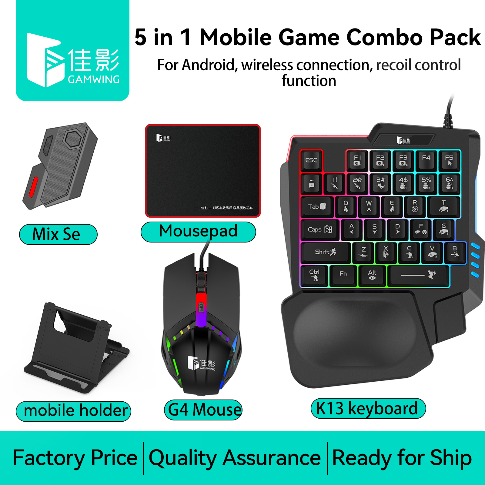 Black Mix Se + clavier K13 + souris G4 + support pour téléphone portable + Tapis de souris
