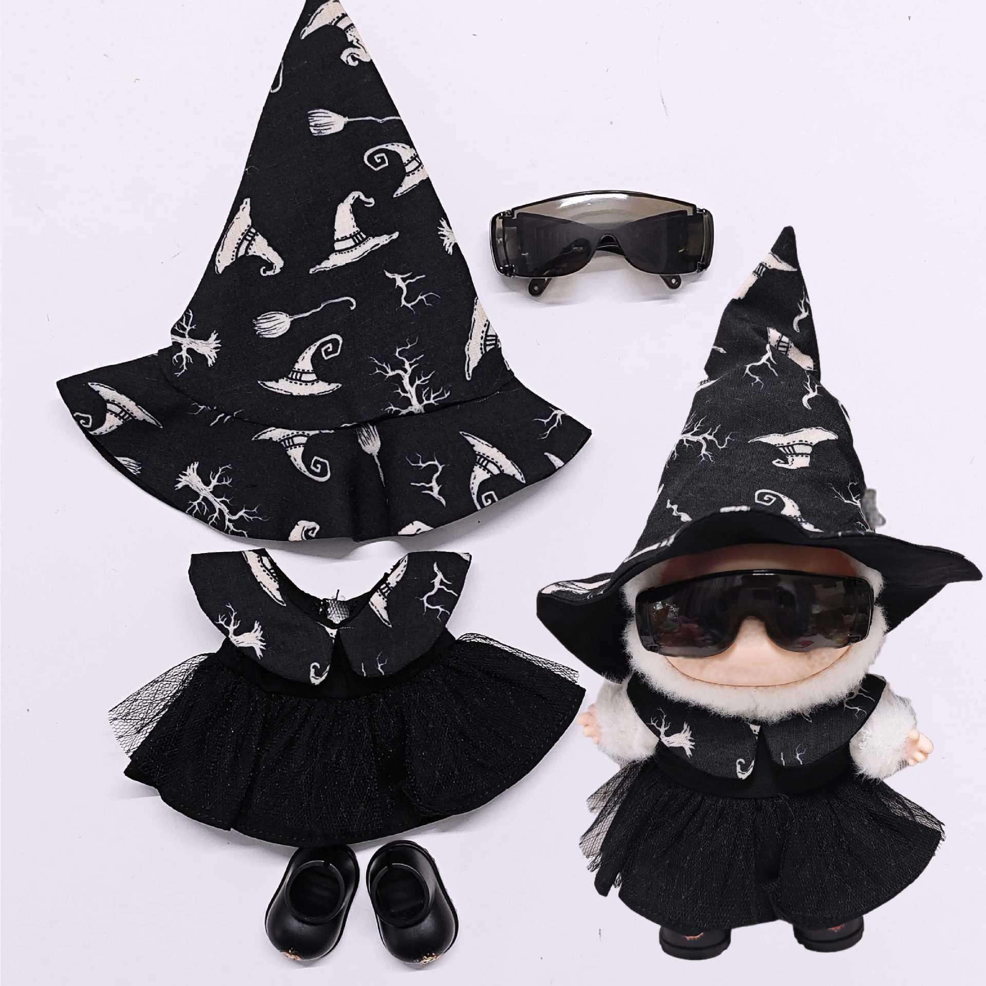 หมวกสีดำ + กระโปรง + รองเท้า + แว่นตา