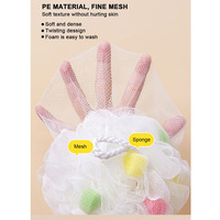 Éponge de bain en forme de boule avec logo personnalisé, éponge en nylon, filet pour le corps, éponge exfoliante pour la douche, gant de lavage pour le dos