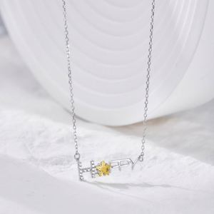 Collier personnalisé Dylam plaqué or 18 carats avec pendentif alphabet Happy en zircone cubique 5A CZ - Product Image 4
