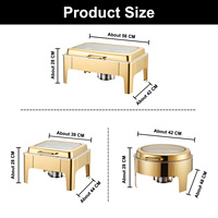 Goldener Hydraulischer Buffet-Wärmer 9L mit Alkohol- und Elektroheizung sowie Isolierplatte für Hotelküchen, Frühstückswärmer, Partys