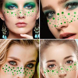 Patricio Día Celebración Cara Patrones Sexy Verde Bandera irlandesa Globos Papel Tréboles temporales Tatuajes intermitentes Sombreros - Product Image 2