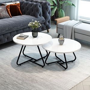 Juego de Mesa de Centro Portátil Moderno de 2 Piezas con Patas Curvas - Product Image 3