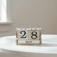 Calendrier de bureau en blocs de bois écologiques personnalisables en usine, design Art Déco, blocs de présentation du mois et de la date en bois durable pour le bureau