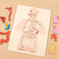Puzzle pembelajaran Organ manusia kustom bagian tubuh blok Cognition permainan papan yang cocok mainan pendidikan untuk anak laki-laki perempuan
