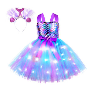 Set Gonna e Fascia per Capelli da Sirena Scintillante per Bambina, Costume da Principessa con Gonna a Palloncino per Feste e Festival DP010 - Product Image 5