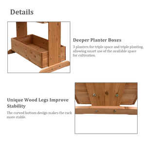 簡単に組み立てられる<span class=keywords><strong>3</strong></span>段式木製プラントスタンド、自立型の高床式菜園、屋内外での家庭用に環境に優しい - Product Image 4