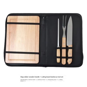 Gemeitour xách tay Phong cách Hàn Quốc BBQ nấu ăn Công cụ thiết lập ngoài trời thép không gỉ tay cầm bằng gỗ Oxford túi <span class=keywords><strong>4</strong></span>-6 mảnh nhà máy - Product Image 3