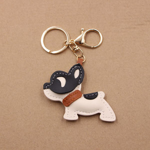 Fransız Bulldog yavru deri çok katmanlı el yapımı japon ve kore türük araba anahtarlık valiz kayışı giyim aksesuar kolye - Product Image 2