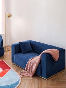 Style italien Simple Lumière Luxe Salon Sectionnel Unique <span class=keywords><strong>Causeuse</strong></span> Petit Canape <span class=keywords><strong>Moderne</strong></span> Velours Bleu Canapé Personnalisé - Product Image 3