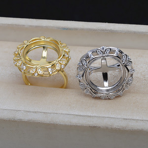 S925 Silver DIY Accessory <b>Set</b> 4885 Pendant Earrings Ring Holder 15mm Pearl Horse Shell Flat Bottom Empty <b>Bead</b> Caps for Jewelry - Product Image 4