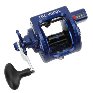Moulinet <span class=keywords><strong>de</strong></span> <span class=keywords><strong>pêche</strong></span> à tambour, rapport 3.6:1, résistance 7/14 avec compteur <span class=keywords><strong>de</strong></span> ligne pour <span class=keywords><strong>pêche</strong></span> en <span class=keywords><strong>mer</strong></span> à longue portée, bleu, pour gaucher - Product Image 4