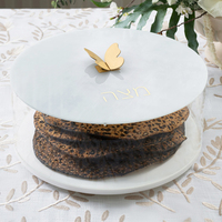 Boîte à Matzah Ronde en Acrylique Noir, Support à Matzah en Lucite, Étui de Rangement pour Matzoh de Pessa'h, Centre de Table pour Seder, Artisanat Judaïque