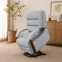 Fauteuil inclinable électrique en tissu avec accoudoirs en bois pour personnes âgées, handicapées ou en soins infirmiers