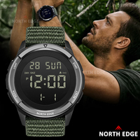 NORTH EDGE TERRAX 2025 Unisex Digitaluhr Outdoor-Sport Schwimmen Wasserdicht 50M Quarz Mineralglas 45MM Stoppuhr Countdown