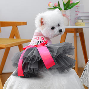 Bereit zu versenden Haustier Kleidung XS-XL Hund Mode Kleidung Frühling Sommer Hund Kleidung Stilvolle Gaze Kleid mit Bowknot - Product Image 2