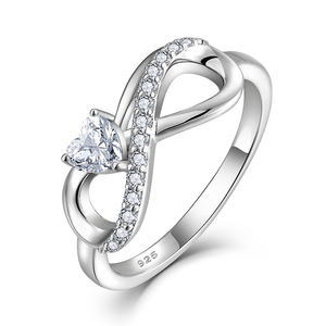 Anillo de corazón de plata Promesa eterna Anillo infinito Exquisito Plata de Ley 925 Zirconia Moda CLÁSICA Joyería de circón - Product Image 1