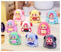 Vente en gros de mini jouets 3D de dessins animés pour enfants, poupée à trois visages Kawaii Flocked Rabbit Baby pour porte-clés, sac aveugle, boîte mystère surprise