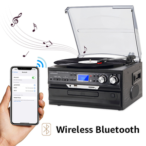 Système audio domestique Hi-Fi avec tourne-disque 3 vitesses, lecteur <span class=keywords><strong>CD</strong></span> <span class=keywords><strong>et</strong></span> <span class=keywords><strong>cassette</strong></span>, Bluetooth sans fil, connectivité AUX/RCA - Product Image 4