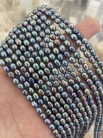 Perles d'eau douce naturelles noires ovales 4-5 mm en vrac pour la fabrication de colliers DIY