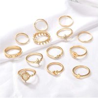 Ensemble de bijoux en cristal YWJC 13 pièces, bagues 2021 pour femmes, ensemble de bagues en acier inoxydable doré pour mariage, tendance