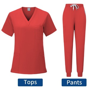 Women's Scrub Suit Set Short Sleeve V-Neck Tops With Drawstring Pants Moisture Wicking For Nursing Dental Hospital Uniforms - Product Image 4