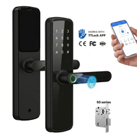Tuya WIFI Intelligentes Schloss Elektronisches Passwort Biometrischer Fingerabdruck RFID-Karte Ttlock Digitales Türschloss für Holztüren